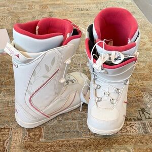 White and Pink Women's Winter Boots
